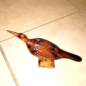 Jamaica signed Solid Teak Wood Roadrunner
